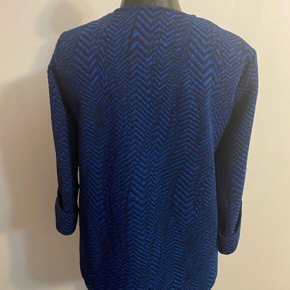 Ali Miles Blue/Black 1 button 3/4 sleeves blazer, size PS - Picture 2 of 4